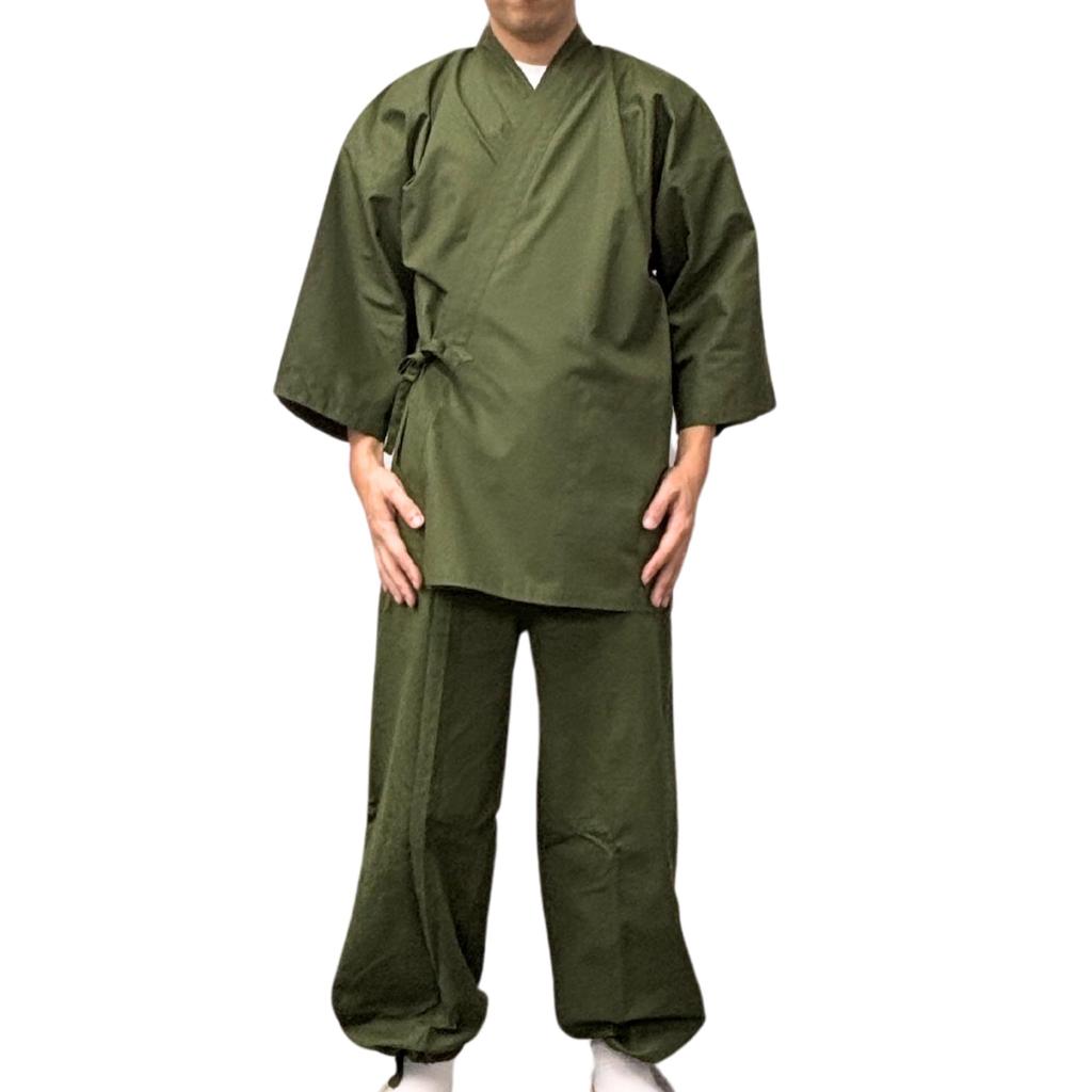 plain cotton work [Edoten] Samue, 100% cotton, samue, clothes, loungewear, samue, men's (M, green)