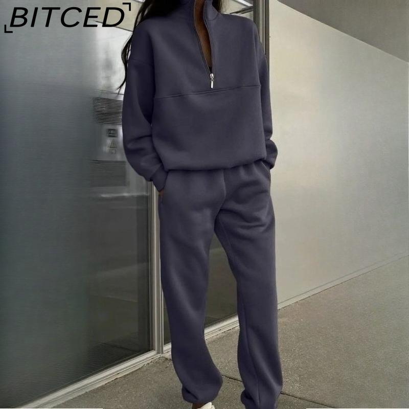 BITCED Women's Versatile Casual Fashion Thickened Long-Sleeved Hoodie and Trousers Two-Piece Set
