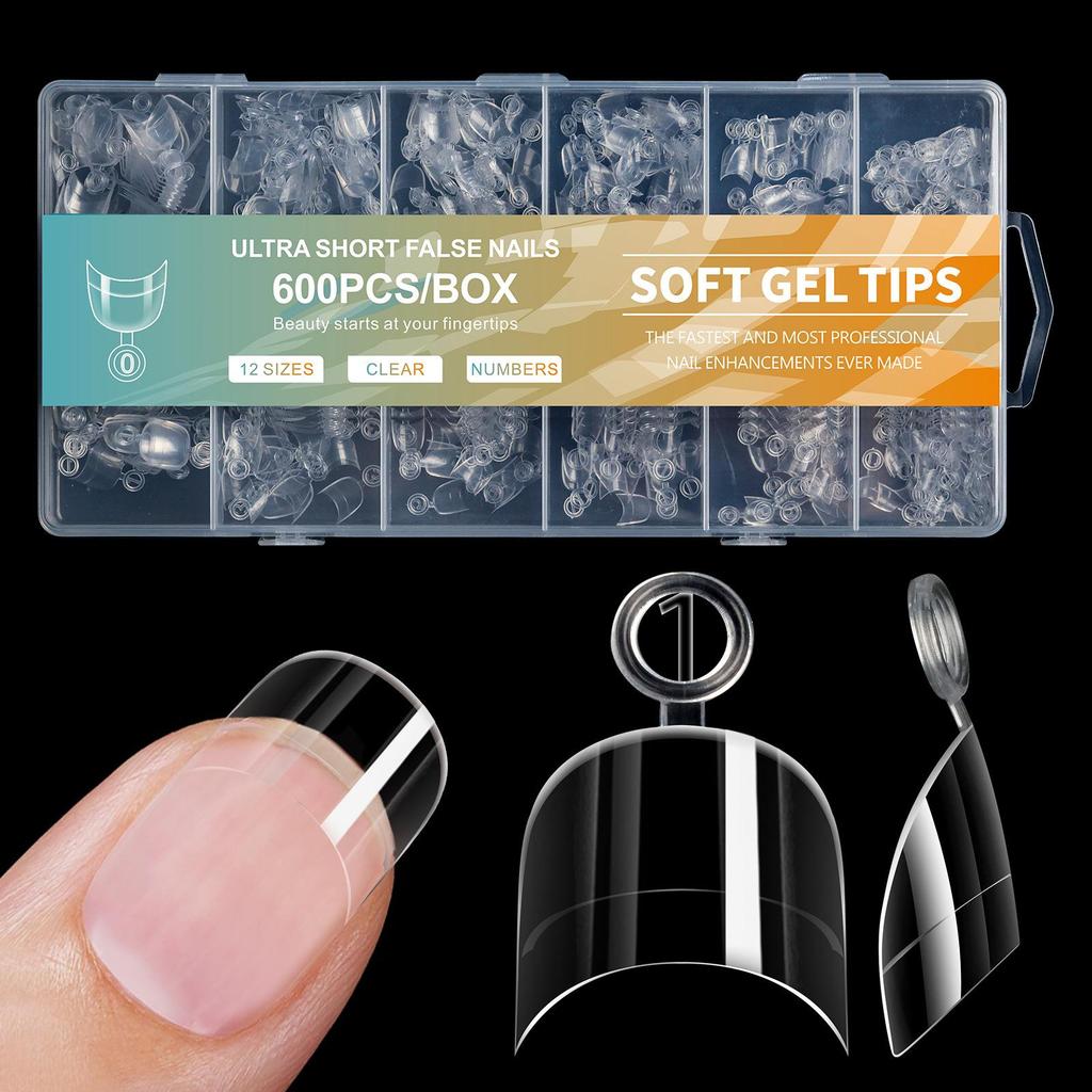 Art des Ongles Tampons pour Ongles Ultra-Courts Sans Gravure et Sans Marqueurs Doigt Faux Mat Européen et Américain 600 Pièces Tampons pour Ongles