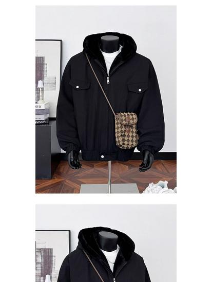 Men's Trendy Thickened Lambswool Hooded Cotton Jacket for Autumn/Winter