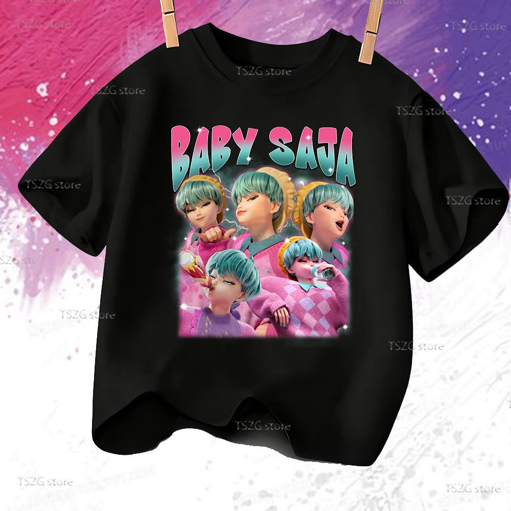 Sommer Anime KPop Dämonenjäger Saja Boys Print Kinder T-Shirt Tops Mode Kinderkleidung Kurzarm Fans Geschenk T-Shirt