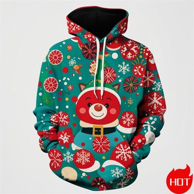 Winter Fashion 3D Happy Christmas Printed Hoodies For Men Santa Claus Graphic Hooded Hoody Vintage Sweatshirts Mens Clothing Top