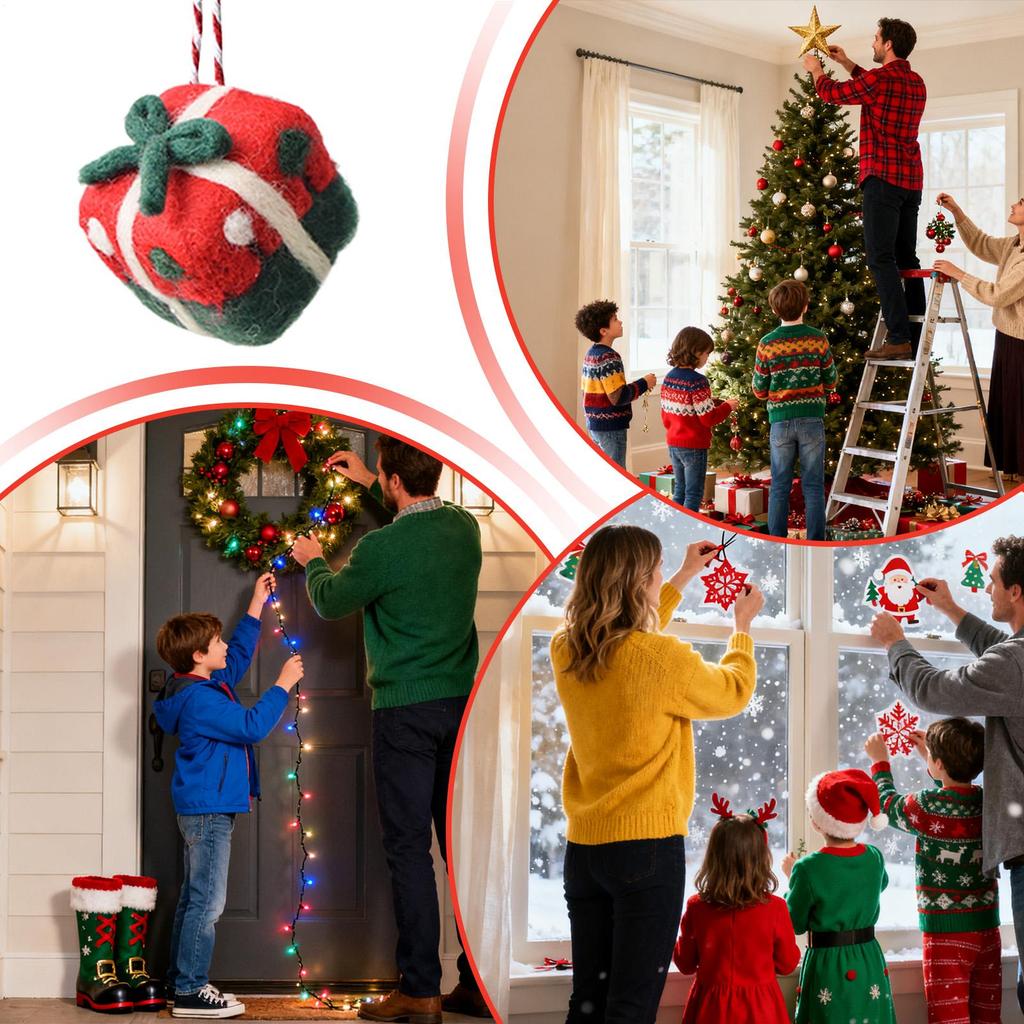Felt Ornaments For Christmas Tree 3D Handmade Portable Pendant Wool Felt Ornaments For Family Friends Kids Holiday Gathering