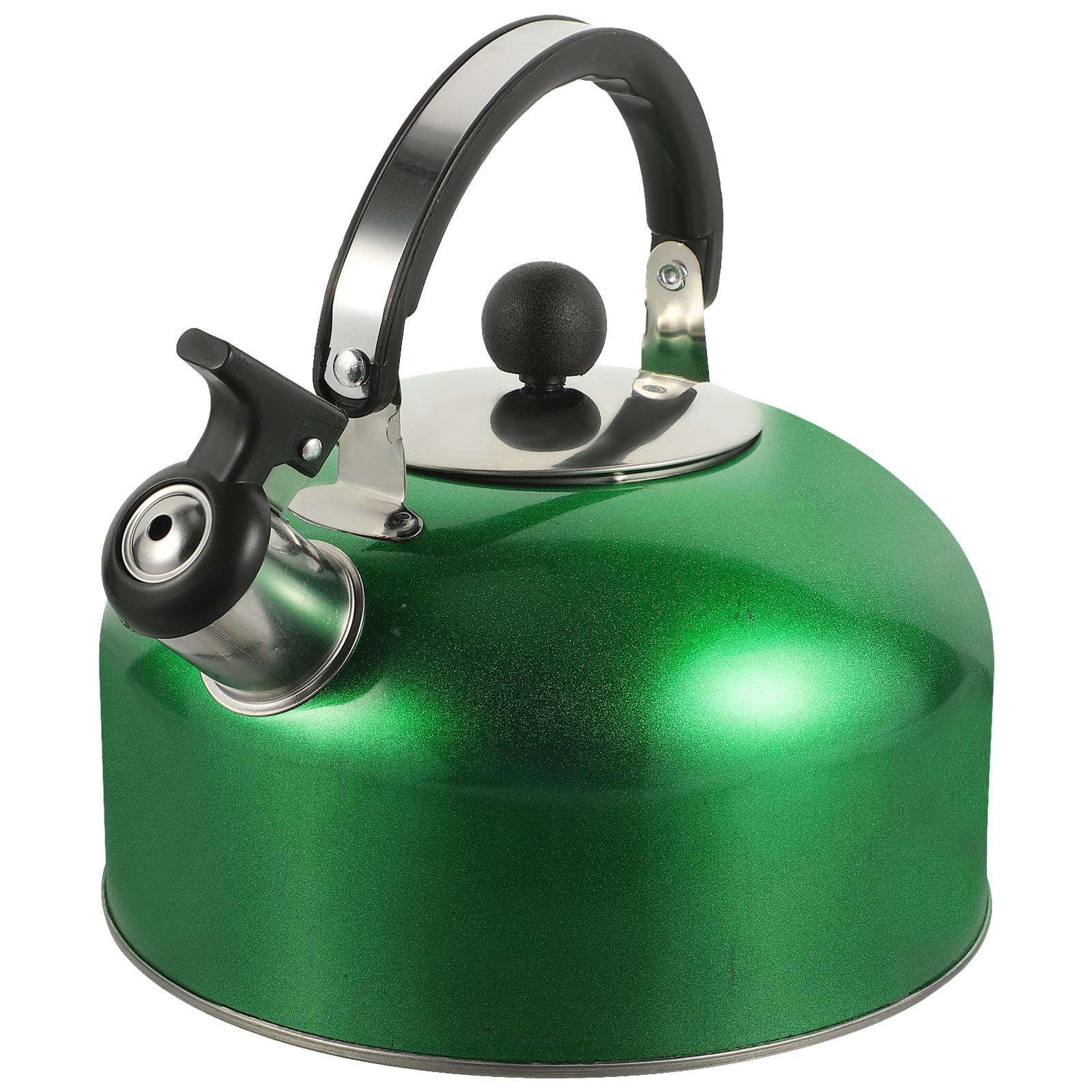 

Чайник со свистком из нержавеющей стали с большим диаметром носика, звучащий чайник для горячей воды, чая, кофе, для кухни зелёный