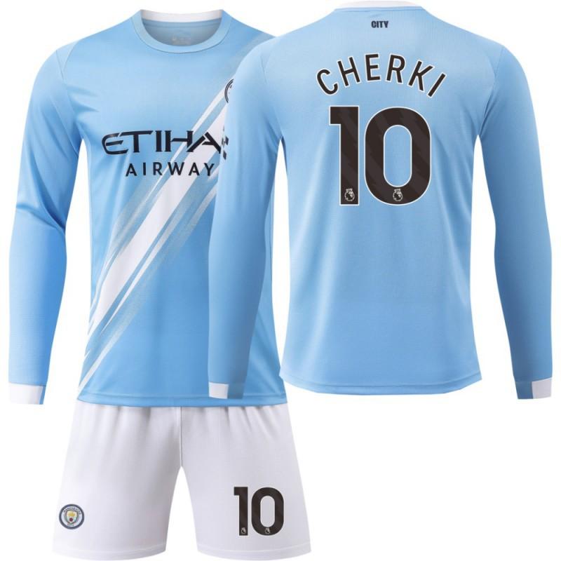 2324 Manchester City's Home Long-sleeved No. 9 Harland 17 De Braunet 10 Gralish Football Uniform Correct Jersey