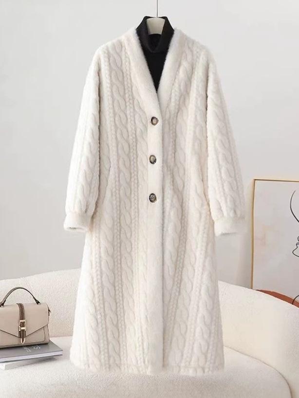 Autumn and winter thickened women's clothing long fur imitation mink twist cardigan jacket fur integrated coat