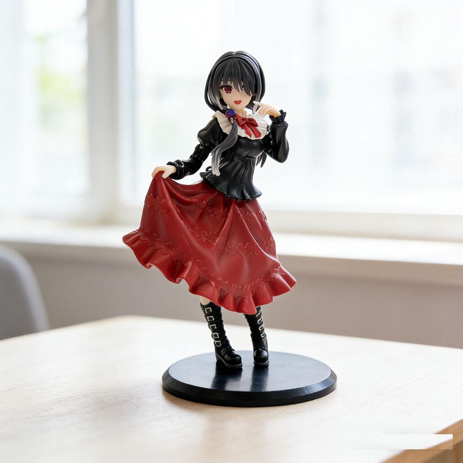 PVC Gift New A LIVE Tokisaki Kurumi Anime Figure Cute Girl Model Toy Black Dress Dress Up Standing Model Car Model Ornaments Toy