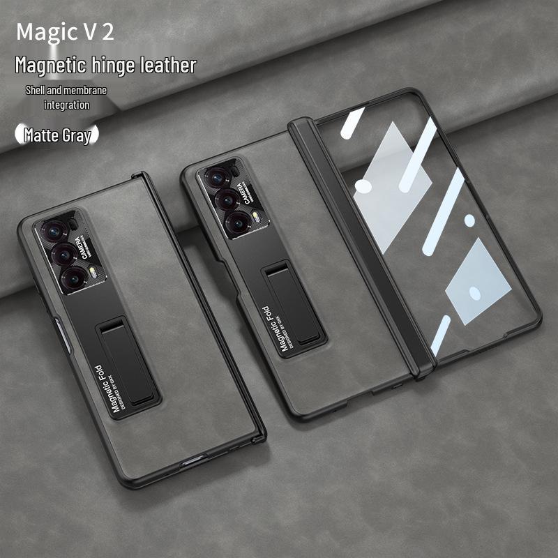 Honor MagicV2 Folding Screen Magnetic Hinge Leather Phone Case - Anti-Fall Full Shell Protection, Fashionable Design