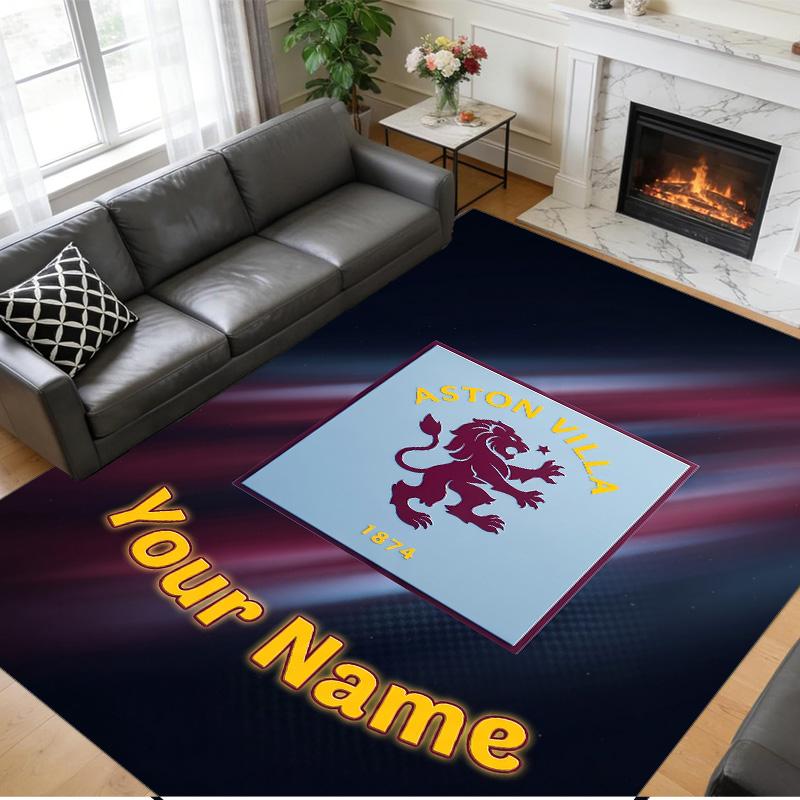 Crystal Velvet Rug Custom Name Text, Soft Non Slip Floor Mat Home DecorAston Villa