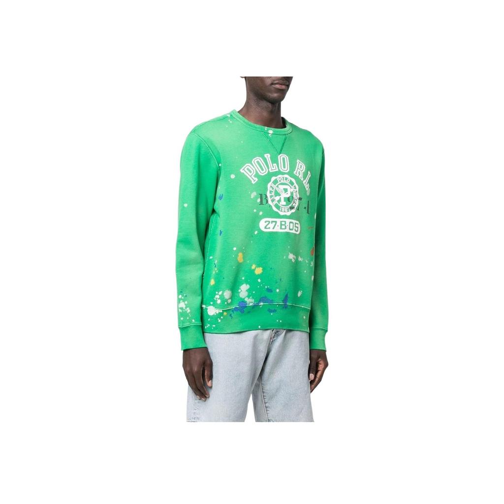 Polo Ralph Lauren Ss22 Logo Letter Number Print Crewneck Pullover Sweatshirt Men Sweatshirt Green 710865024-001
