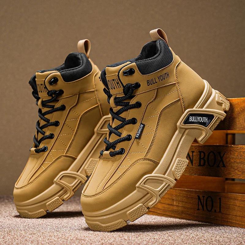 

2025 New Arrival Vintage Style Man Sports Shoes Comfortable High Top Men s Running Shoe Sneakers for Men Spring Male Ankle Boots 39 жовтий