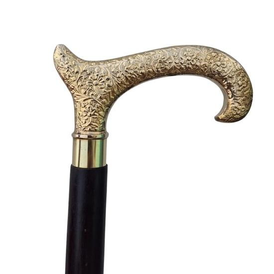 Elegant Black Walking Stick with Gold Handle  Style Cane for Men, Fashionable Walking , Gentlemen’s Accessory