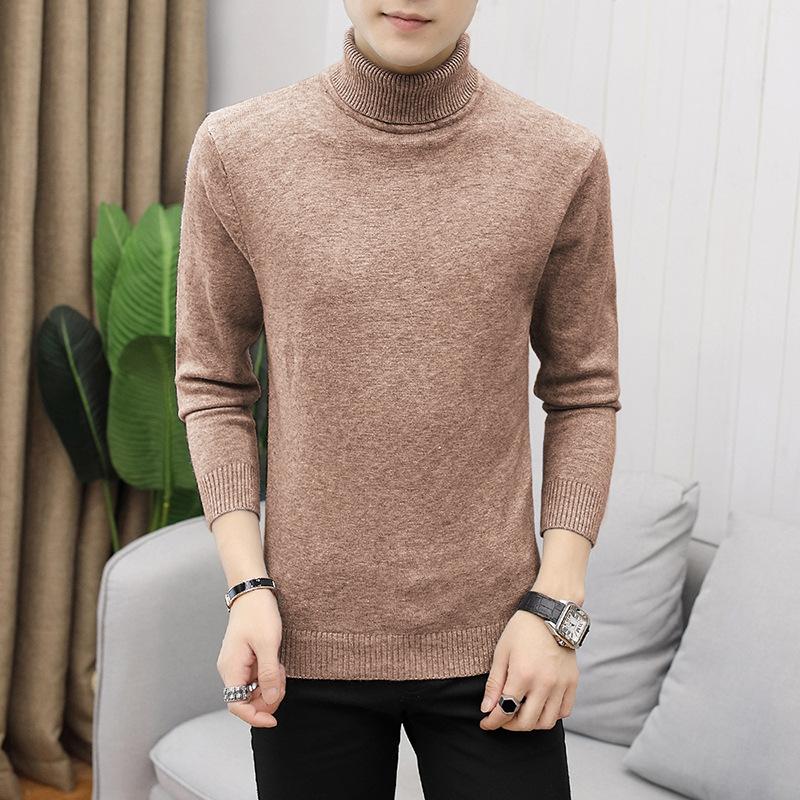 Sheath Slim Fit Men Sweater Knitted Pullovers Turtleneck Jumpers Solid Long Sleeve Slim Fit Basics Casual Standard Wool