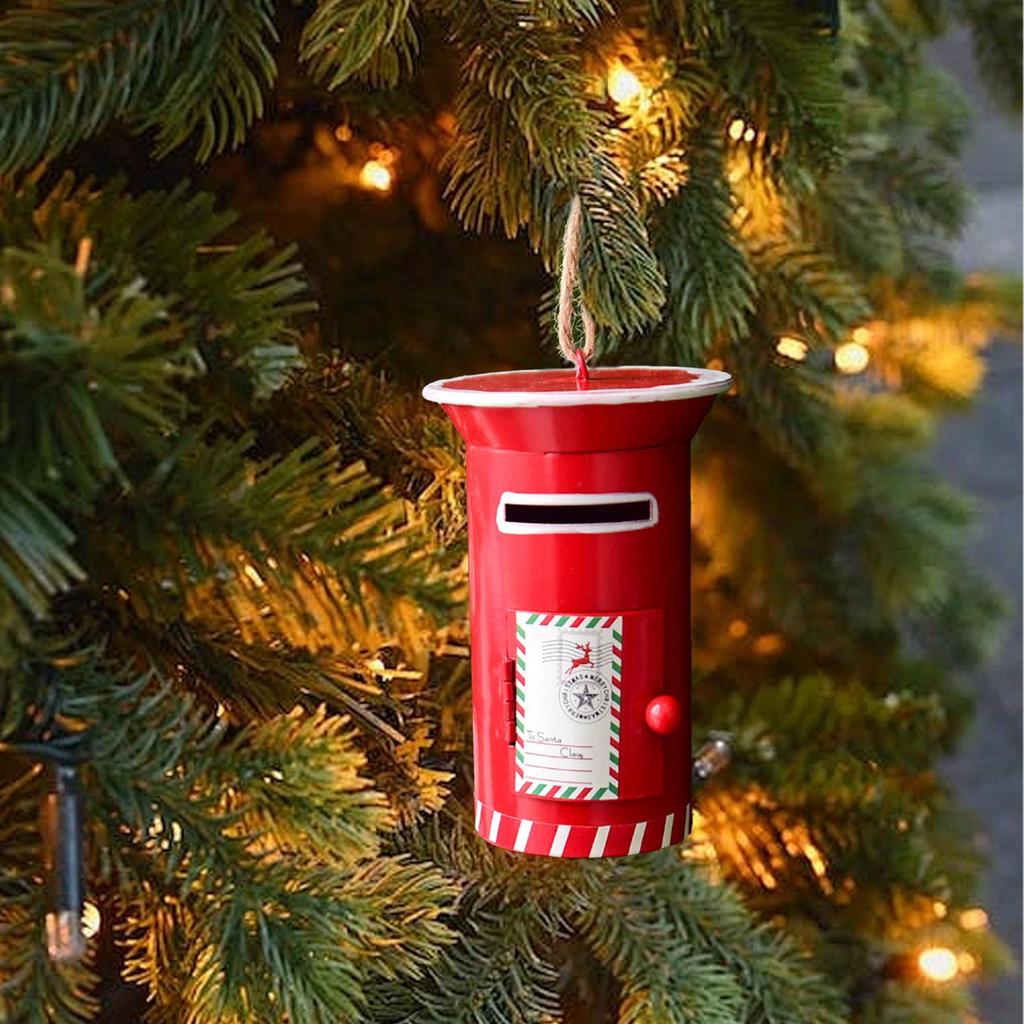 Santa Mailbox Christmas Tree Ornament Vintage Creative Christmas Tree Hanging Decoration for Birthday Home Office Porch Festival