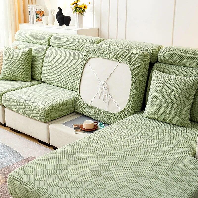 Capa de almofada de sofá de pelúcia jacquard grossa chalse capa de almofada de encosto longo protetor elástico para capa de sofá de 1/2/3/4 lugares