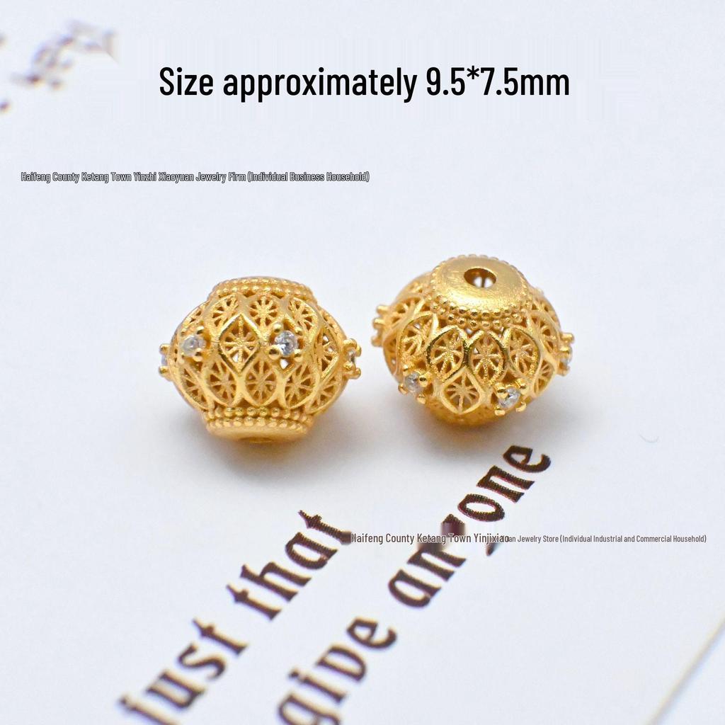 24K Gold-Plated S925 Sterling Silver Hexagram Spacer Beads & Feather Pendant for DIY Jewelry.