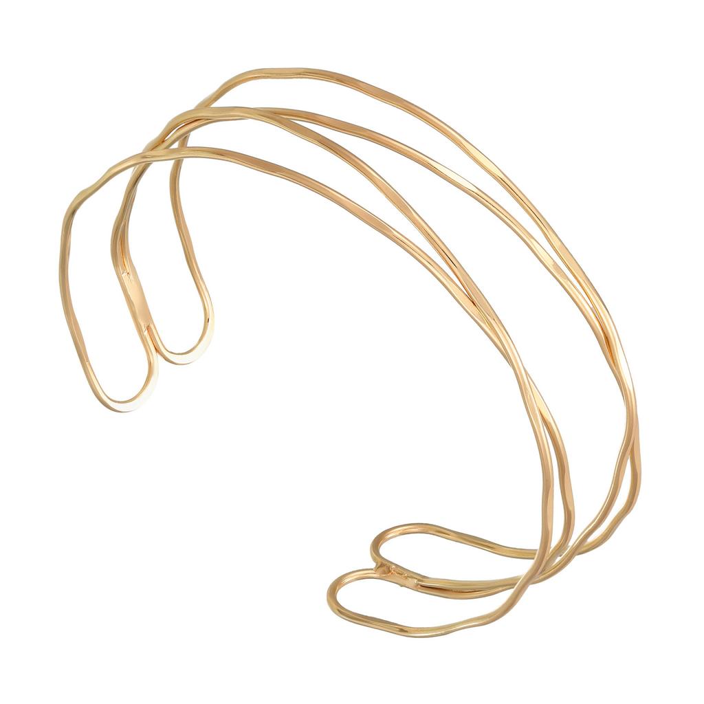 Fashionable Armlet Bracelet Hollow Multilayer Gold Color Adjustable Opencuff For Women Various Formal Occasion Dressing