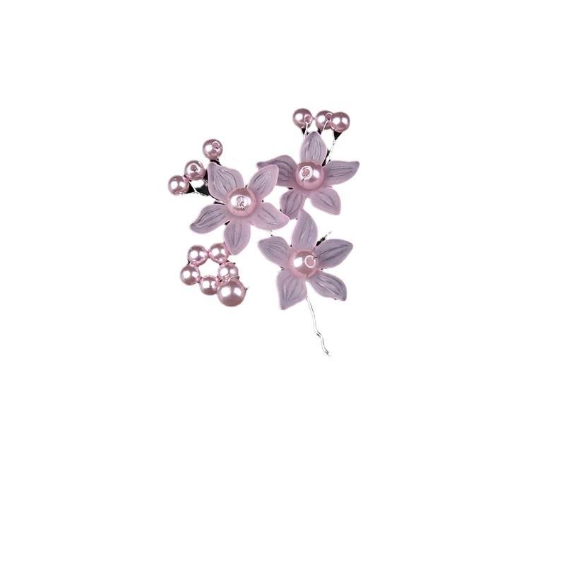 Korean Frosted Flower Pearl Hairpin & Comb Set for Brides