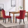Classic Velvet Dining Chairs, High-end Tufted Solid Wood Contemporary Velvet Upholstered Dining Chair with Wood Legs, Set of 2, Wine
