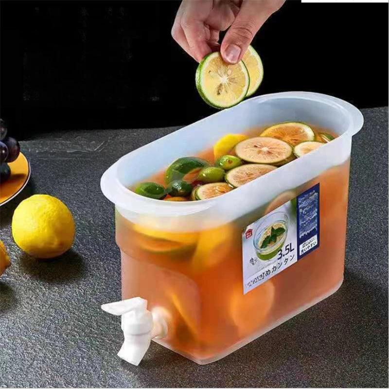 1/2pcs 3.5L Large Capacity Cold Water Jug Food Grade Cold Water Jug with Tap Ice Drink Dispenser Temperature Resistance