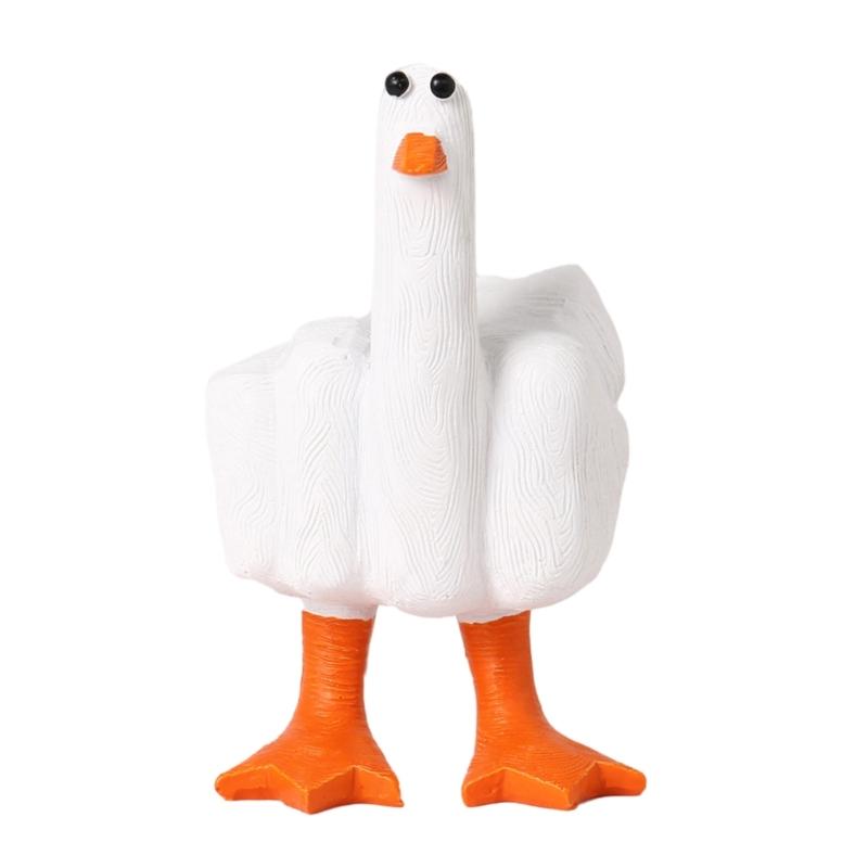 

Funny Duck Sculpture Middle Finger Duck Statues Desk Housewarmings Gift Office Decorations Christams Holiday Gift 1 білий