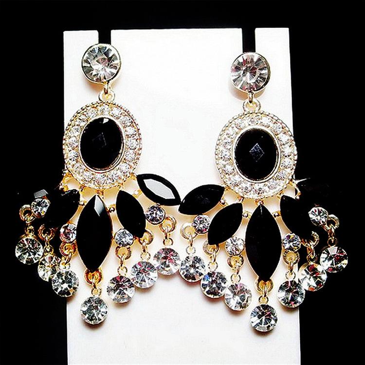 Star Shine Luxury Crystal Earrings Fashion Gala High-end Diamond Earrings Tassel Temperament Earrings