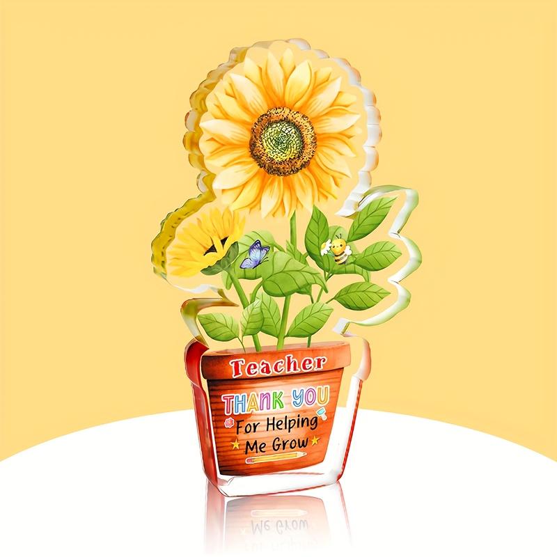 

Teacher Appreciation Gift - Thank You Present for Teachers, Retiring Educators, Classroom Decor - Heavyweight Acrylic Floral Decoration with Bees 6*10cm