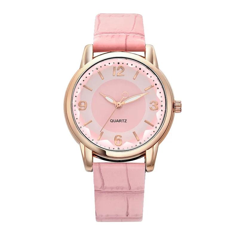

Quartz Watch Fashion Style Watch Ladies Strap Leather Watch Quartz Watch Gift Retro Luxury Ladies Waterproof Watch Girls Women рожевий