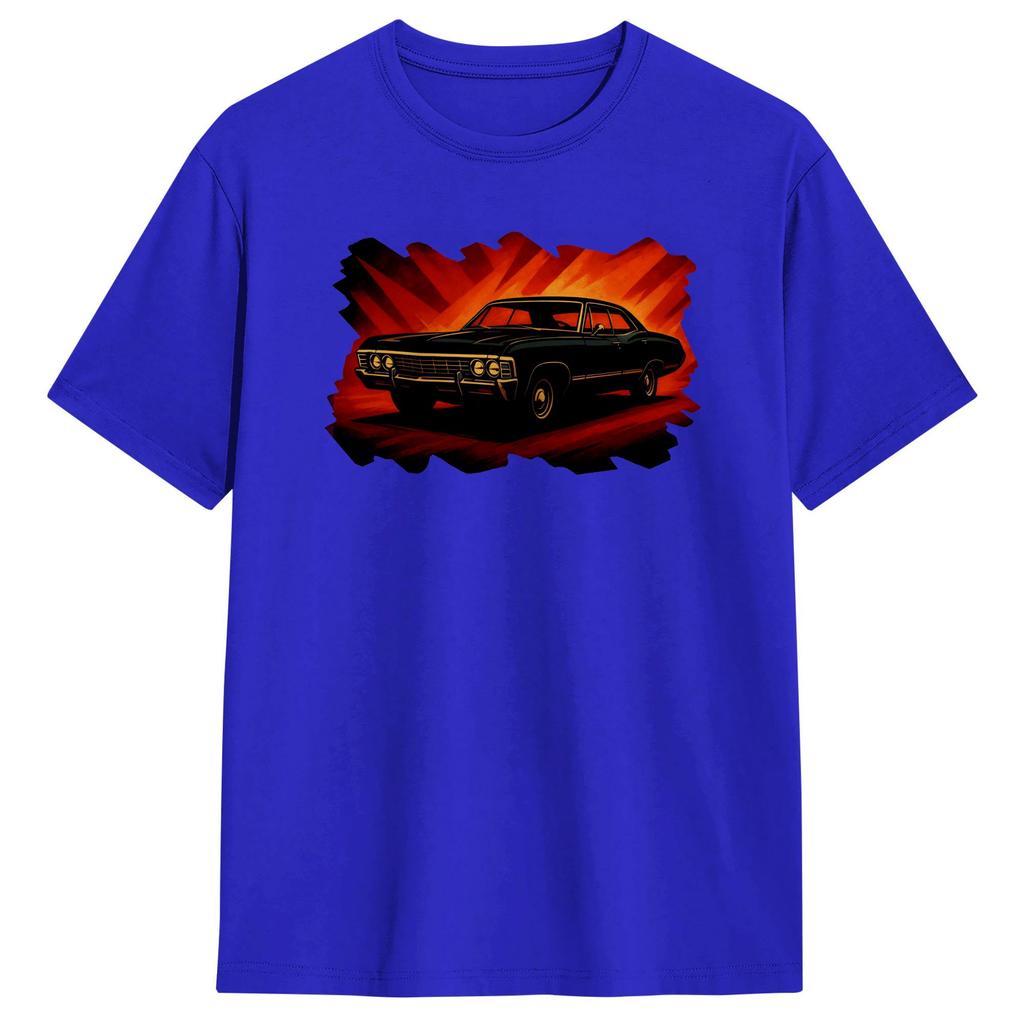 Unisex TShirt IMPALA SPN Impala Supernatural Vintage Cotton Tees Short Sleeve T Shirt Crewneck Clothing Summer