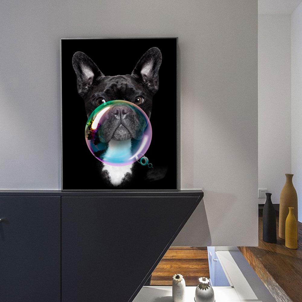 Dog Blowing Bubbles Paintings Printed On Canvas Pictures Home Decor Wall Art Prints Posters for Living Room Decoration Cuadros