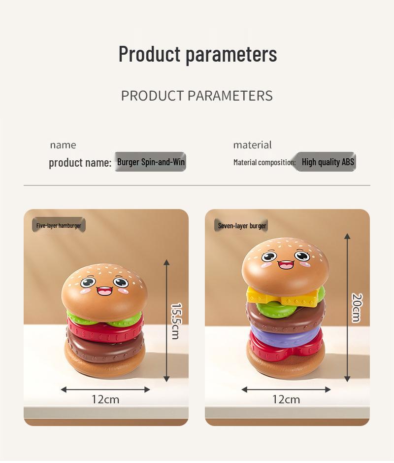Rotating Hamburger Stacking Toy - Educational Early Learning Gift for Infants and Toddlers