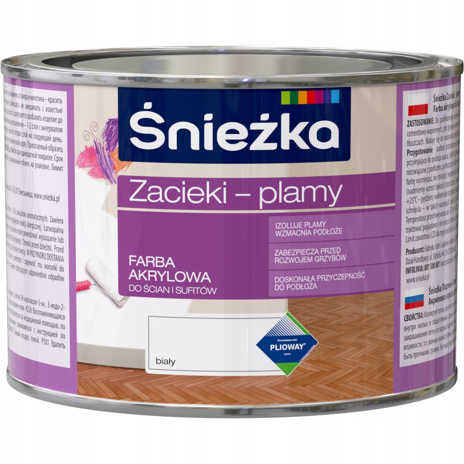 Śnieżka farba akrylowa na zacieki i plamy ścienna biały mat 0,4L