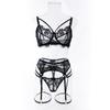 Hot-Selling Mesh Lace Patchwork Lingerie Set: Sexy See-Through Push-Up Four-Piece for Women