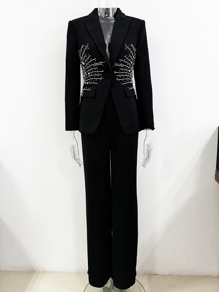 High-End Rhinestone Beaded Suit & Pants Set - Early Spring 2026 Collection