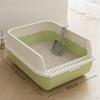 Cat Litter Box Open Top Kitten Potty Toilet High Sided Tray Green