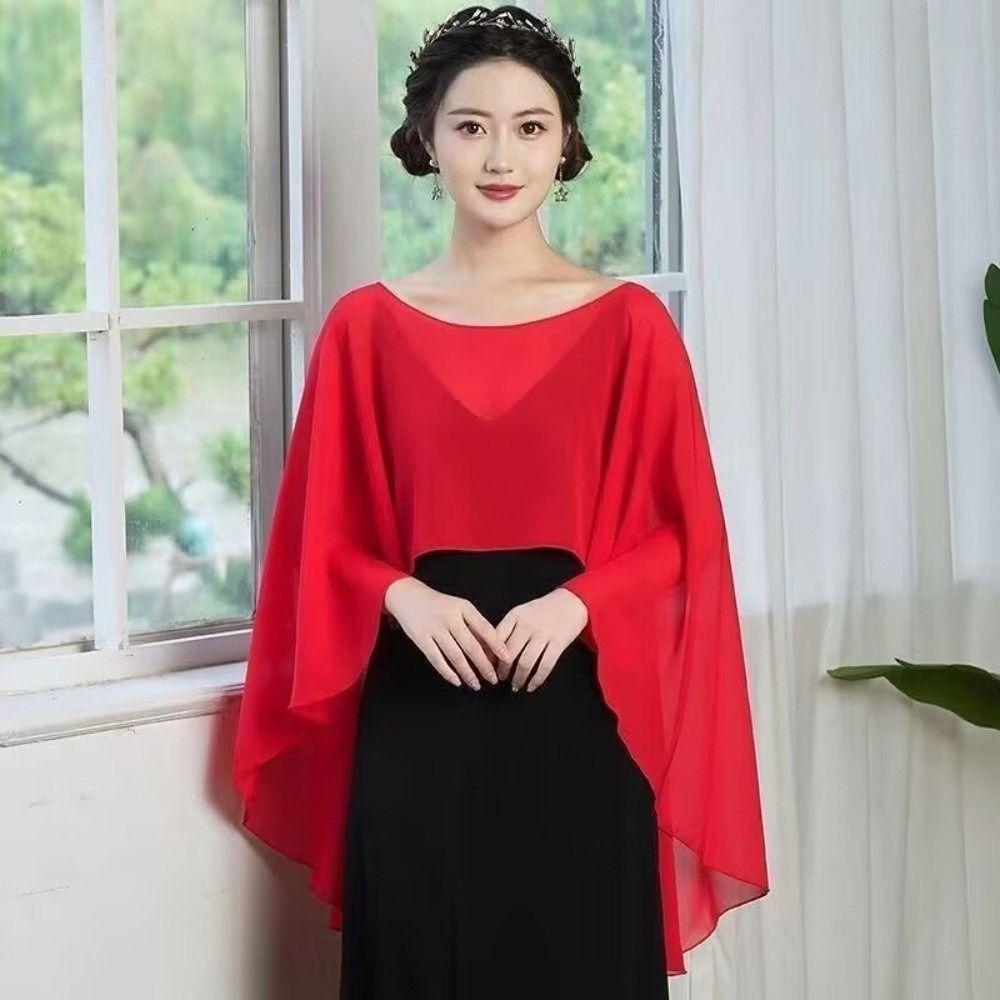 Sunscreen Thin Wide Chiffon Shawl Solid Color Wedding Scarves Shawl Women Pullover Wraps  Summer
