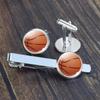 Men's Basketball & Football Cufflink Tie Clip Set - Perfect Valentine's or Father's Day Gift