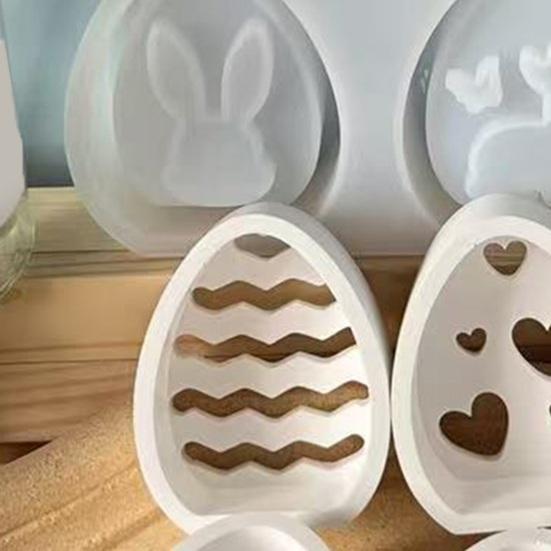 Easter Bunny Silicone Mold Set 6-Cavity DIY Easter Crafts Mold Easy Release Reusable Resin Candle Making
