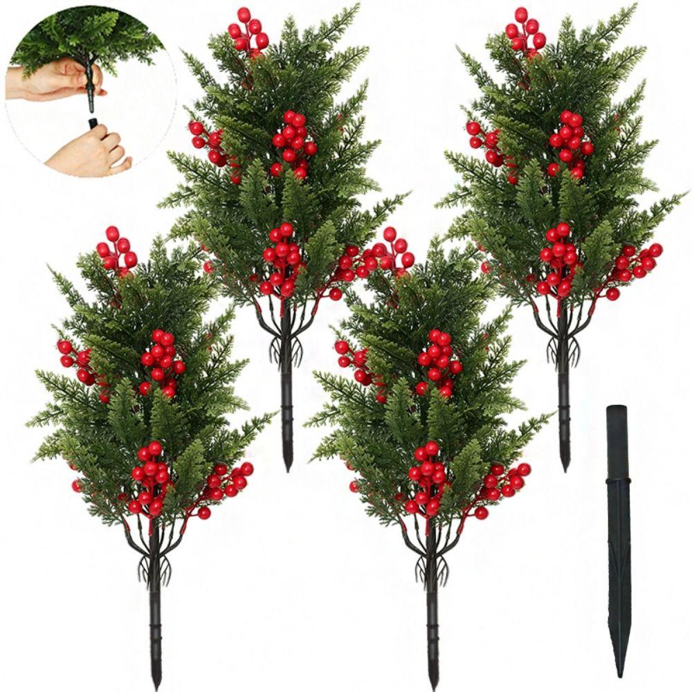 Green Mini Christmas Tree Photo Props Simulated Pine Ground Stakes  Patio Ornament