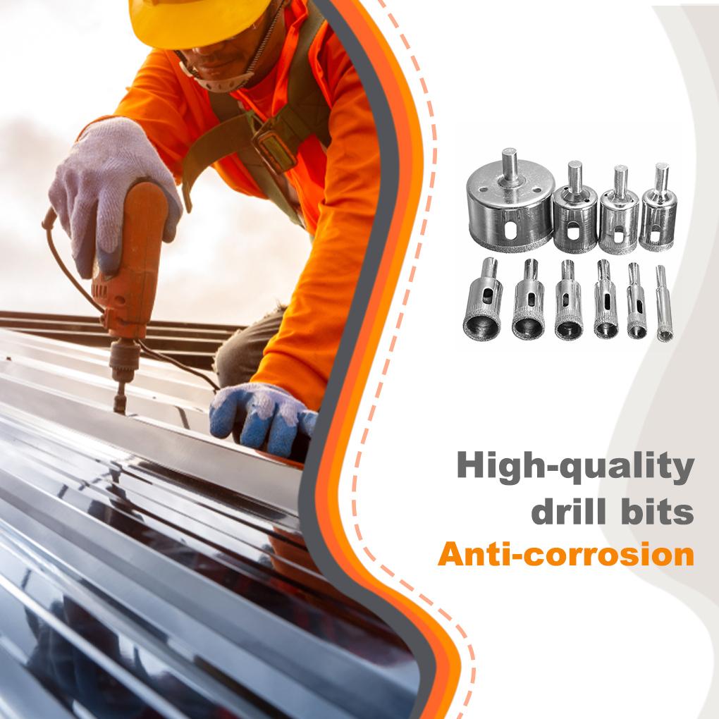 10pcs/set 8-50mm Glass Hole Drilling Ceramic Drill Tools Carbon Steel Porcelain Bits Set Opener Replacement Accessories