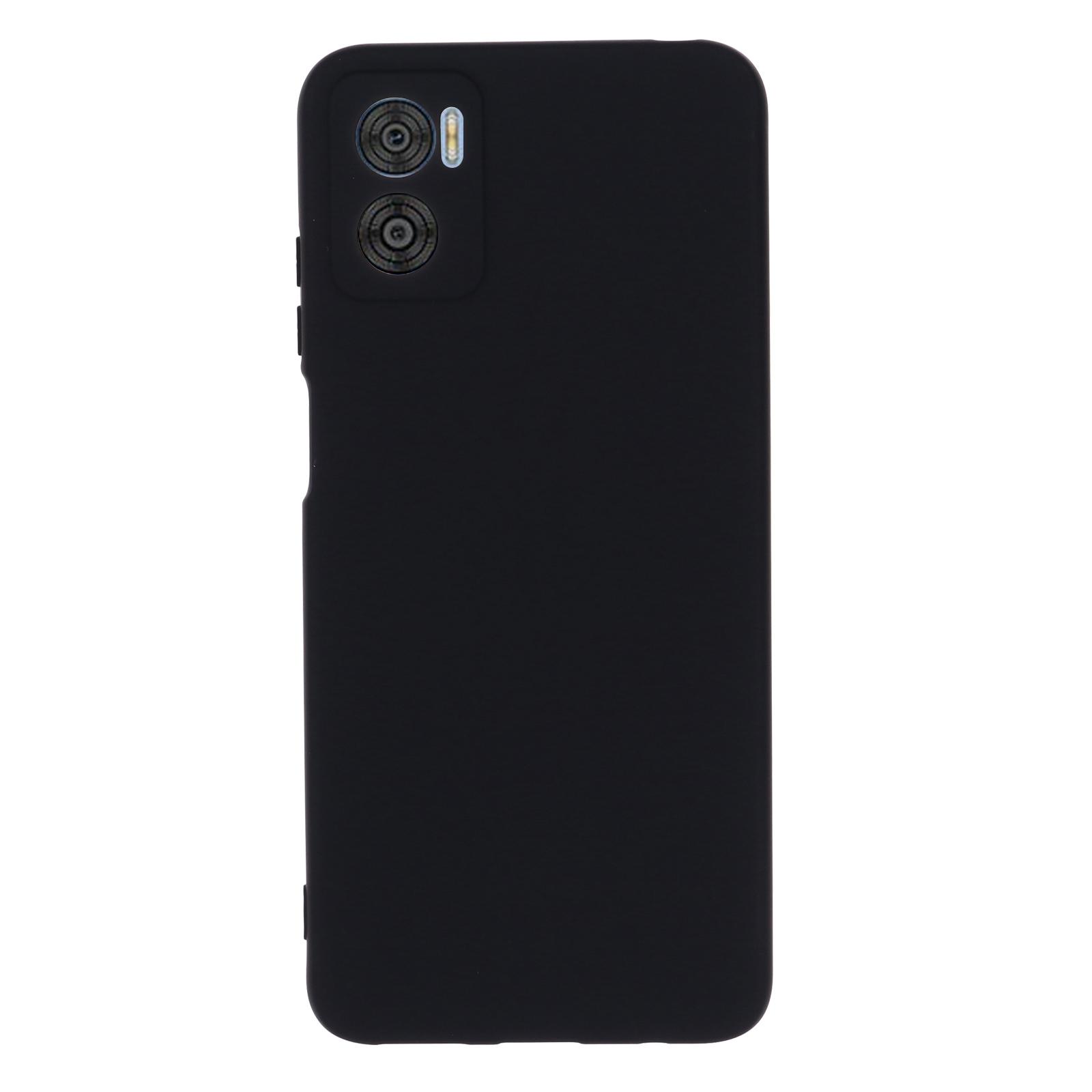 

For Motorola Moto E22 4G/E22i 4G Liquid Silicone Cover Anti-Scratch Soft Lining Camera Protection Phone Case with Strap Black