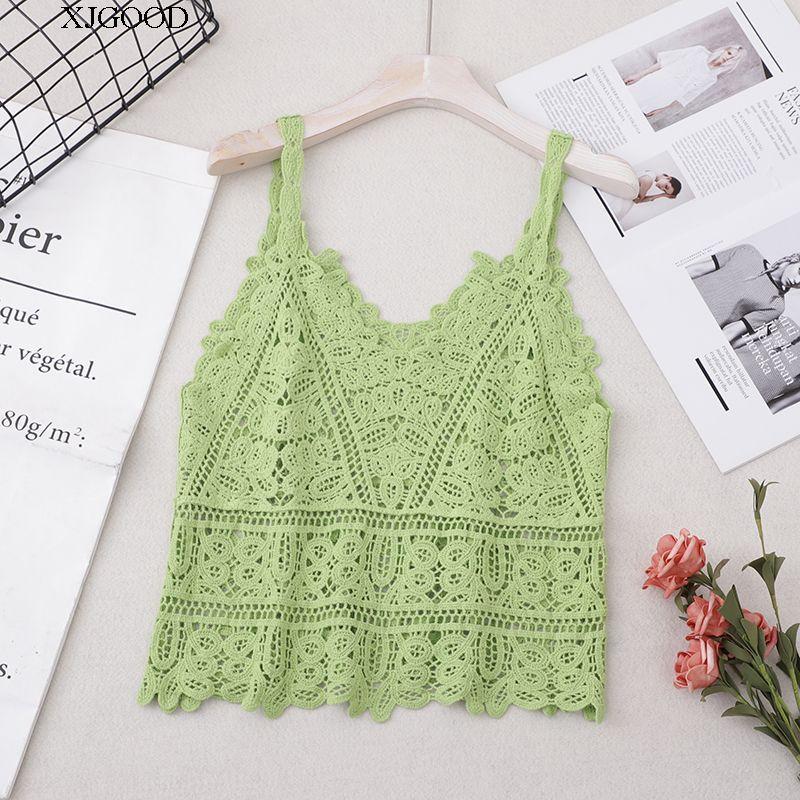 Chaleco de ganchillo de punto hueco para el verano de mujer con nuevo top de tirantes suelto bohemio sin mangas