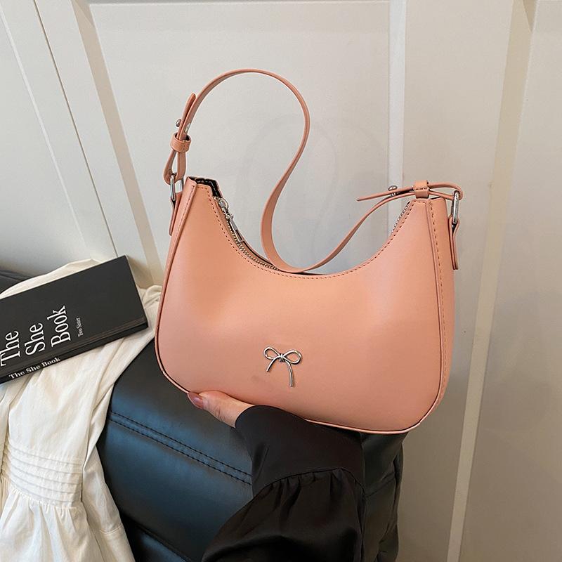 Women's bag  single-shoulder bag Korean style with a bow decorati fashiable crescent-shaped bag for casual commuting under