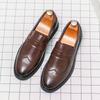 Retro Men Business Loafers Dark Brown American One-foot Comfortable Breathable Brand Brock Shoes Travel Shoes Sizes 38-46
