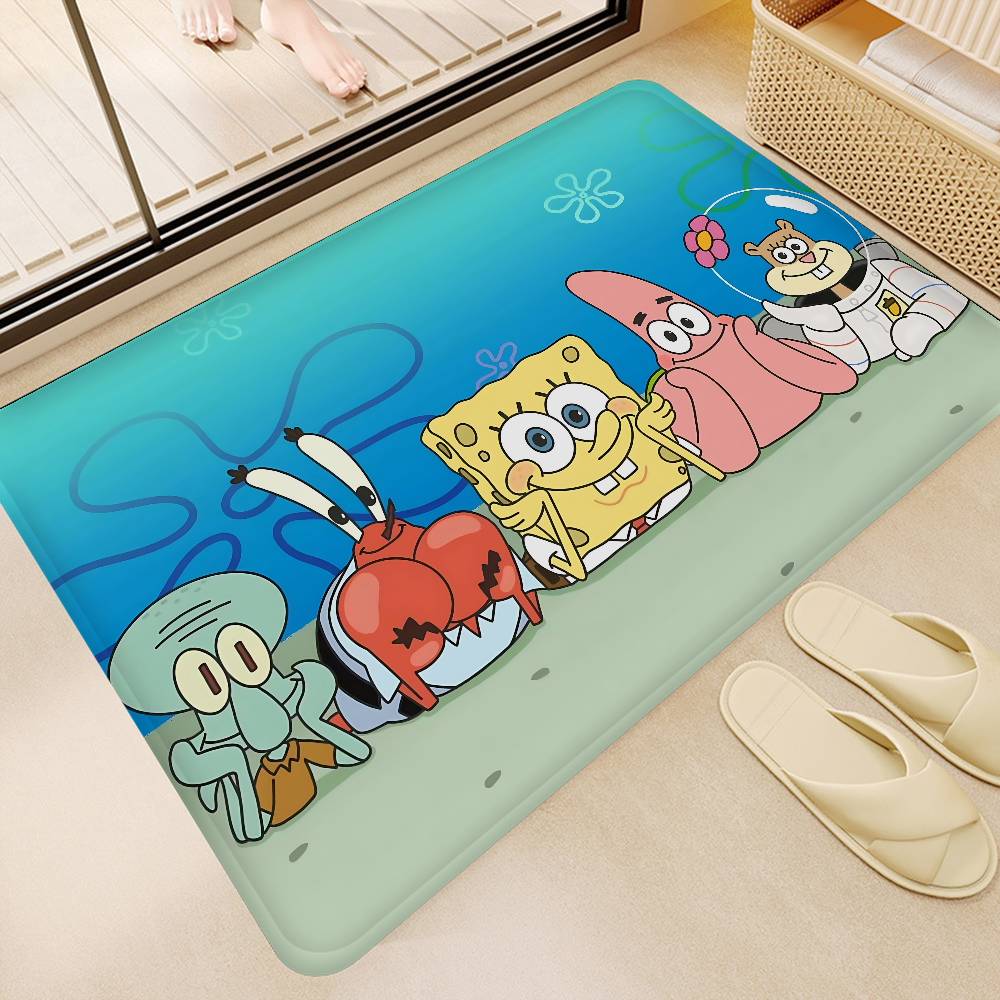 Children Animation S-Spongebob Kitchen Mat Kids Room Bedroom Decoration Balcony Anti-Slip Doormat Living Room Alfombra