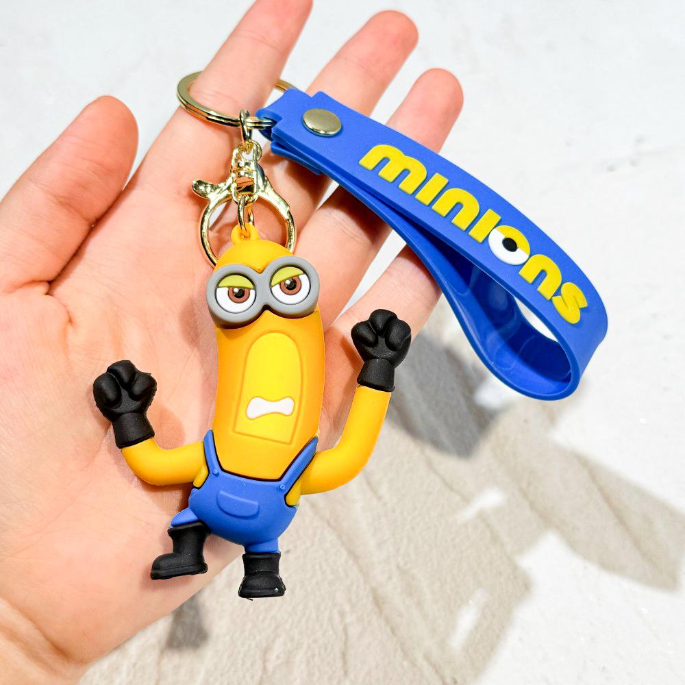 New Anime Minions Keychain Cartoon Child Toy Gift Key Ring Pvc Minion Doll Cute School Bag Pendant Car Key Chain Accessories