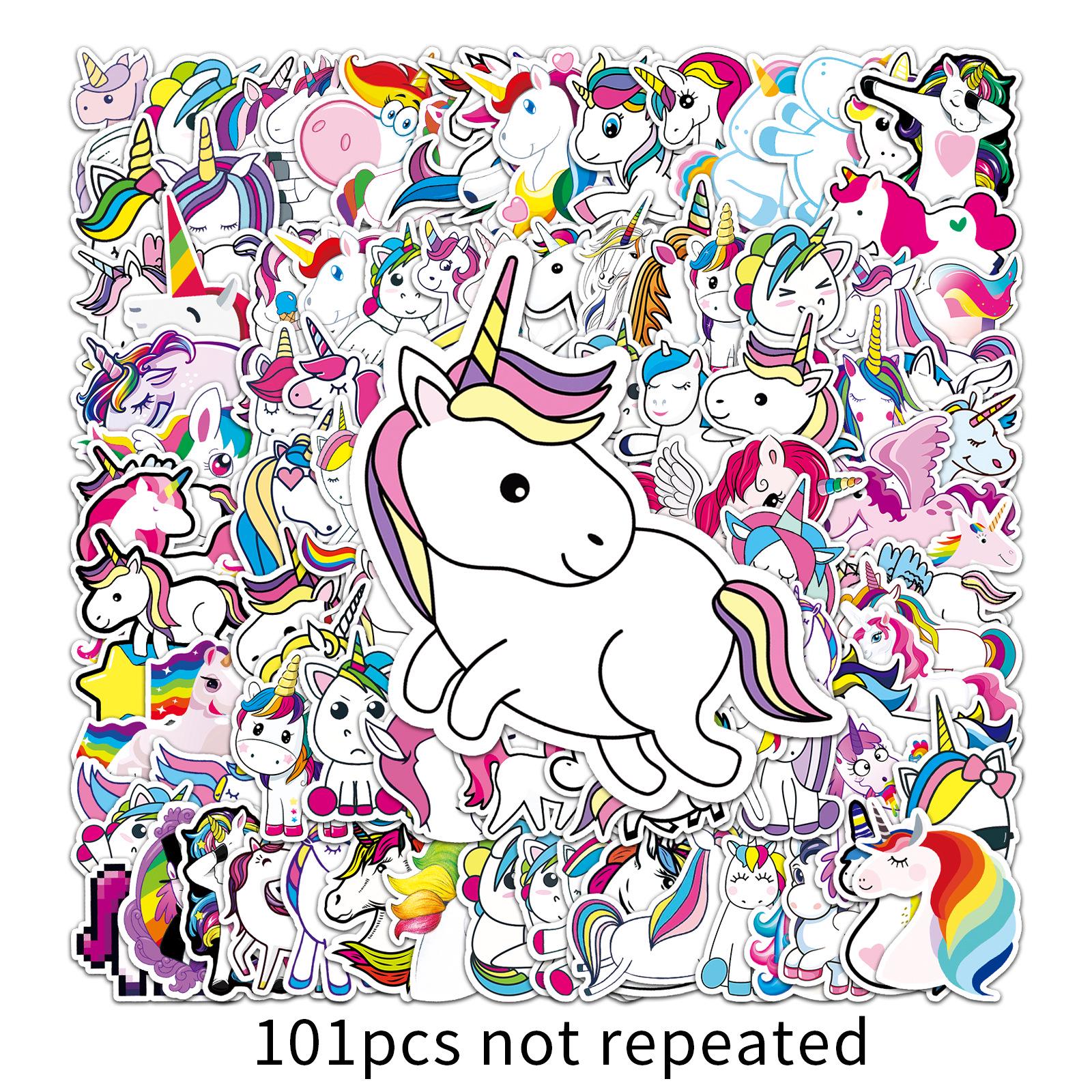 Unicorn Cartoon Rainbow Horse DIY Skateboard & Luggage Stickers for Kids