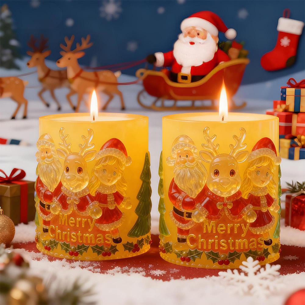 Christmas Relief Cylindrical Candle Mold Aromatherapy Candle Silicone Mold Diy Plaster Ornament Crystal Glue Handicraft