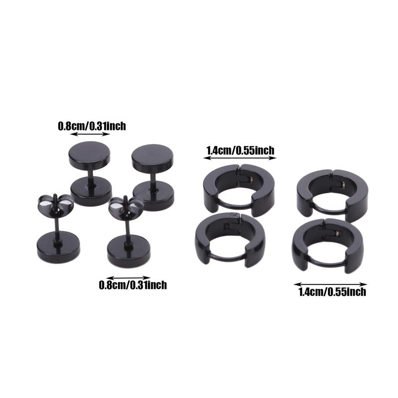 4Pair Punk Stainless Steel Screw Halter Gothic Stud Earrings For Women Men Street Pop Hip Hop Rock Hypoallergenic Earrings