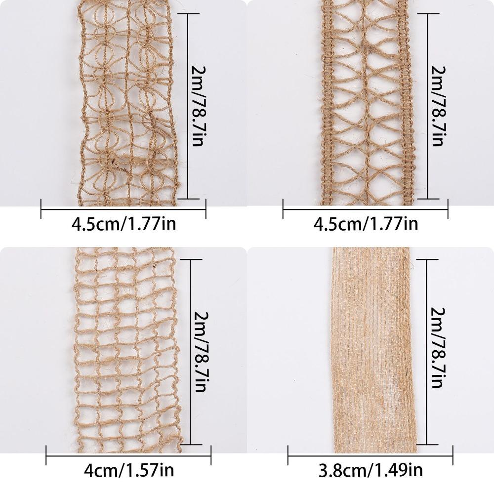 4 Rolki Dekoracyjna Naturalna Juta Wstążka Workowa DIY Szycie Rzemiosło Wstążka Jutowa Pakowanie Prezentów Siatka Wstążka Vintage